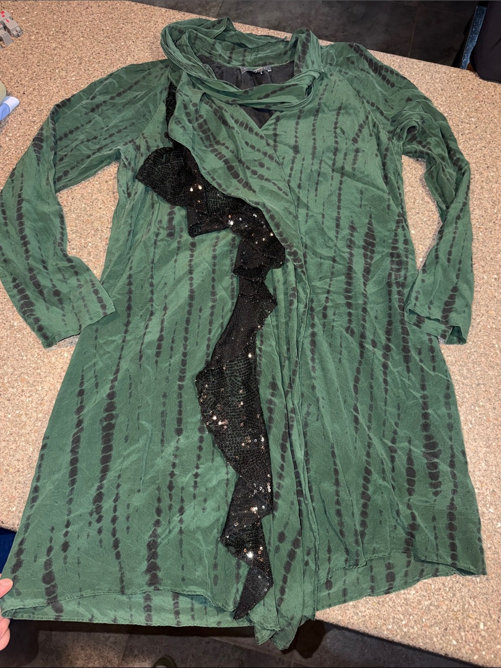Sachin + Babi Long Sleeve Tunic Dress with Black Sequin Ruffle